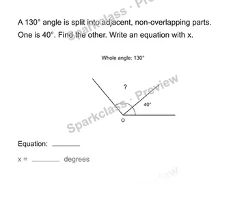Find an unknown angle — Grade 4 problem preview