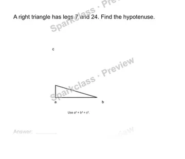 Find a hypotenuse — Grade 8 problem preview