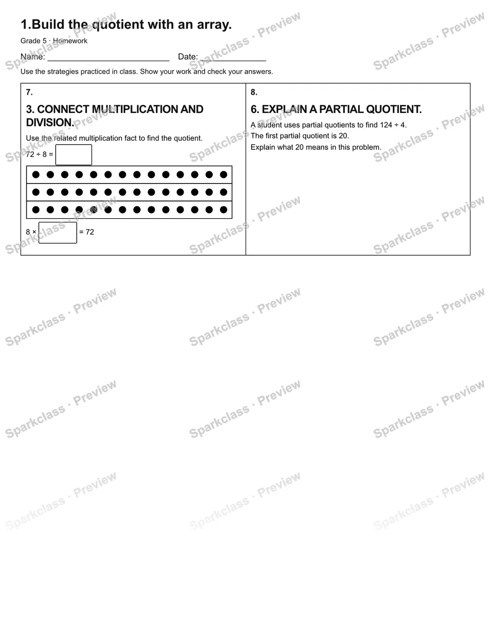 1.Build the quotient with an array. — Homework — page 2