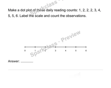 Construct and interpret numerical dot plots — Grade 6 problem preview
