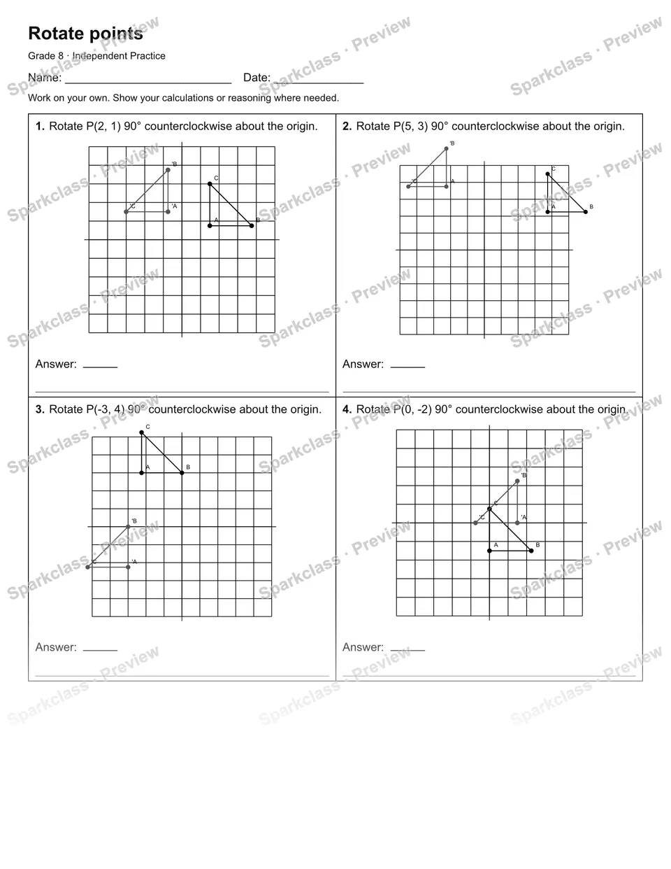 Rotate points — Independent Practice — page 1