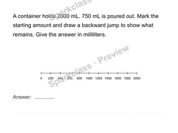 Show a measurement change on a scale — Grade 4 problem preview