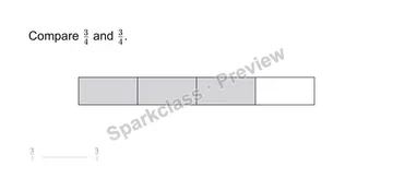 Compare same denominators — Grade 3 problem preview