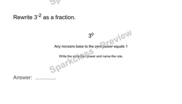 Interpret zero and negative exponents — Grade 8 problem preview