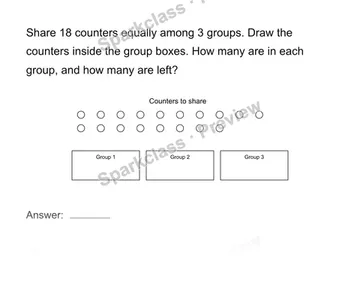 Share counters equally — Grade 4 problem preview