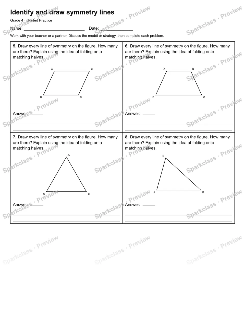 Identify and draw symmetry lines — Guided Practice — page 2