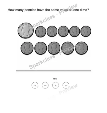 Explain a coin value — Grade 2 problem preview