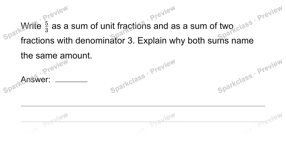Decompose a fraction in two ways — page 1