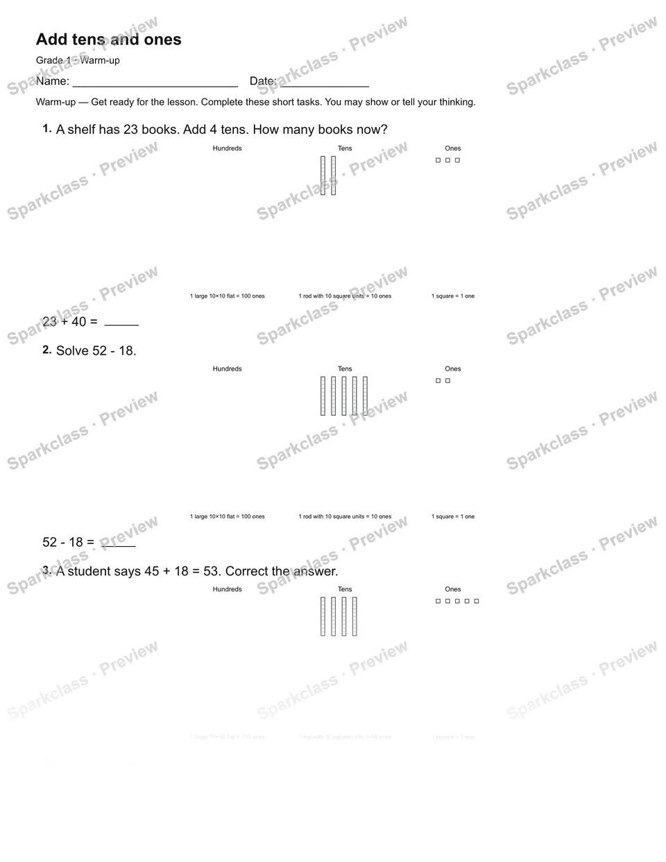 Add tens and ones — Warm-up — page 2