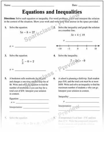 7.EE.B.4 · Use equations and inequalities to solve problems — Grade 7 worksheet preview