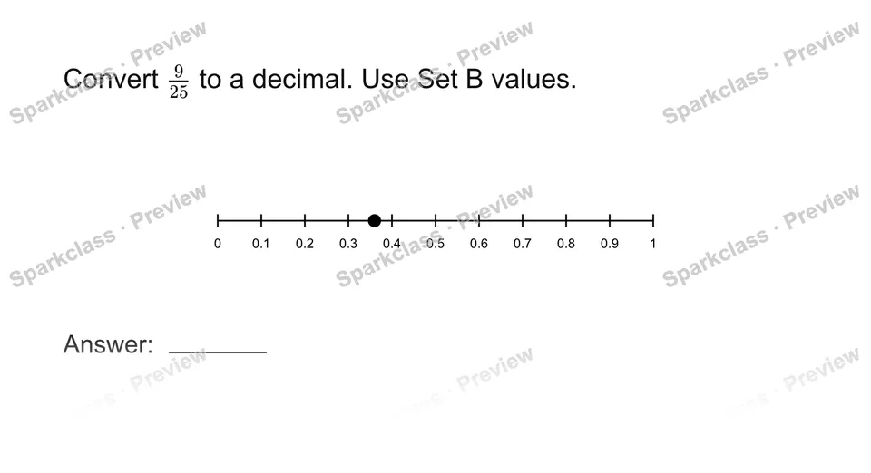 Convert fractions to decimals — page 1