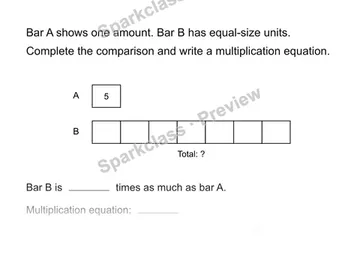 Describe a multiplicative comparison — Grade 4 problem preview