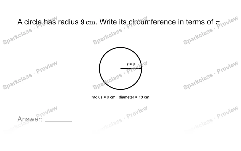Find circumference in exact form — page 1