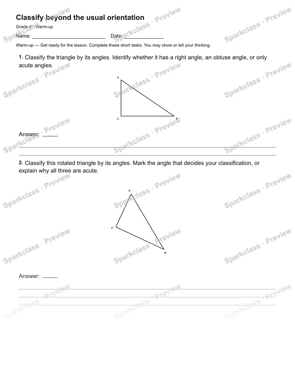 Classify beyond the usual orientation — Warm-up — page 2
