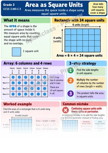 Knowledge Guide · Area as Square Units — Grade 3 worksheet preview