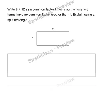 Use the distributive property with common factors — Grade 6 problem preview