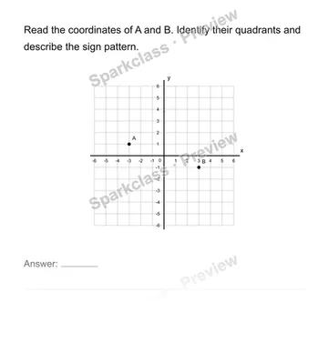 Use four quadrants, reflections and axis-aligned distances — Grade 6 problem preview