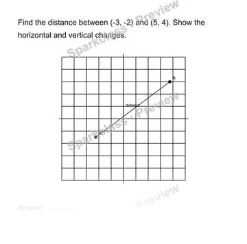 Find distance on a coordinate plane — Grade 8 problem preview