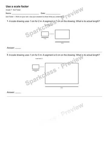 Use a scale factor — Exit Ticket — Grade 7 worksheet preview