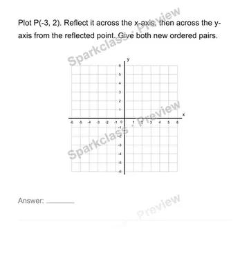 Use four quadrants, reflections and axis-aligned distances — Grade 6 problem preview