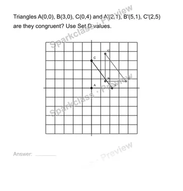 Use coordinates to test congruence — Grade 8 problem preview