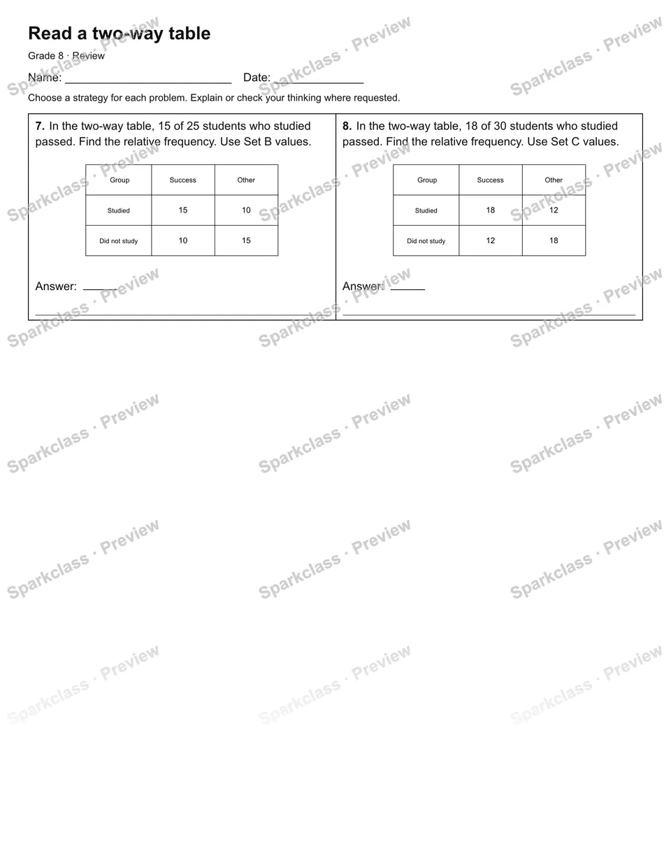 Read a two-way table — Review — page 2