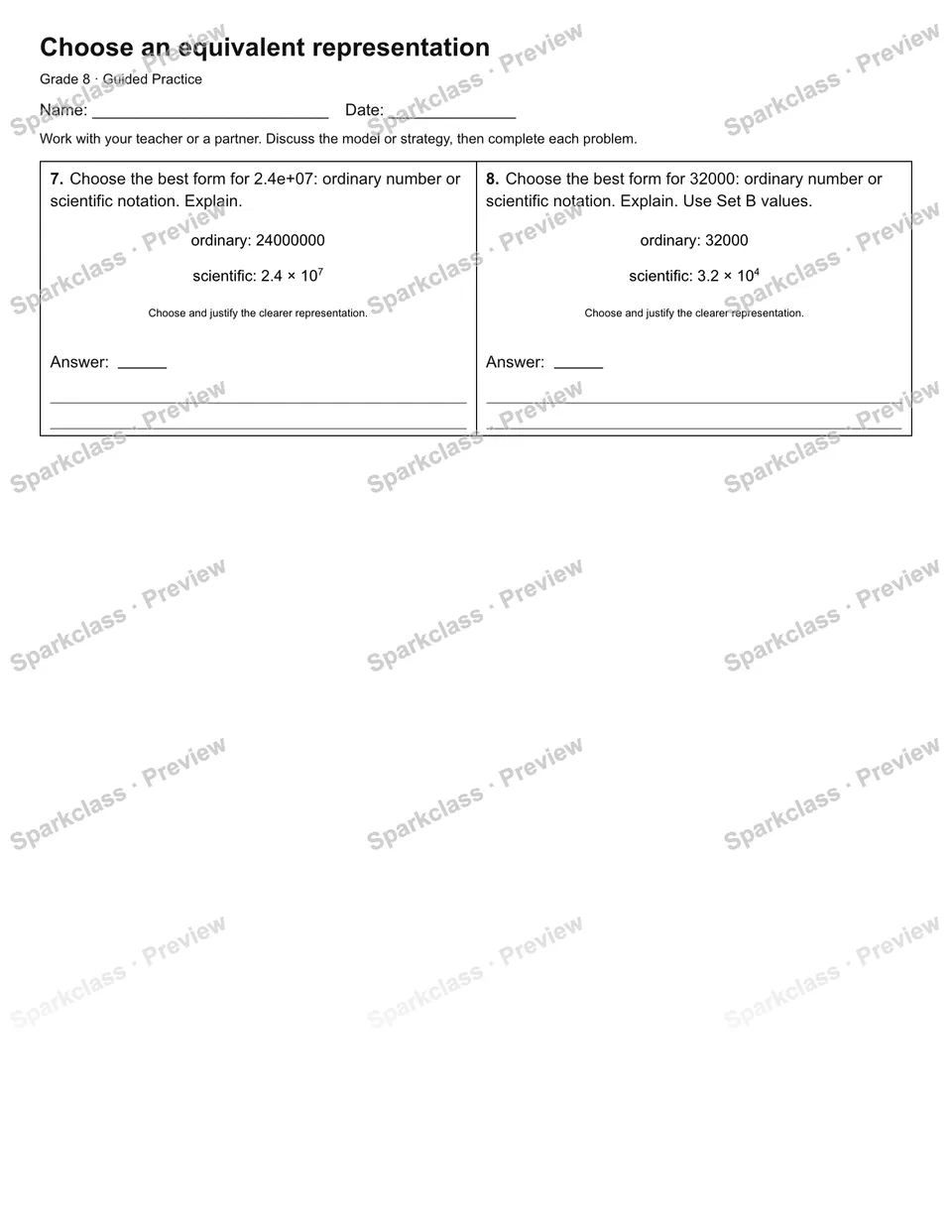 Choose an equivalent representation — Guided Practice — page 2