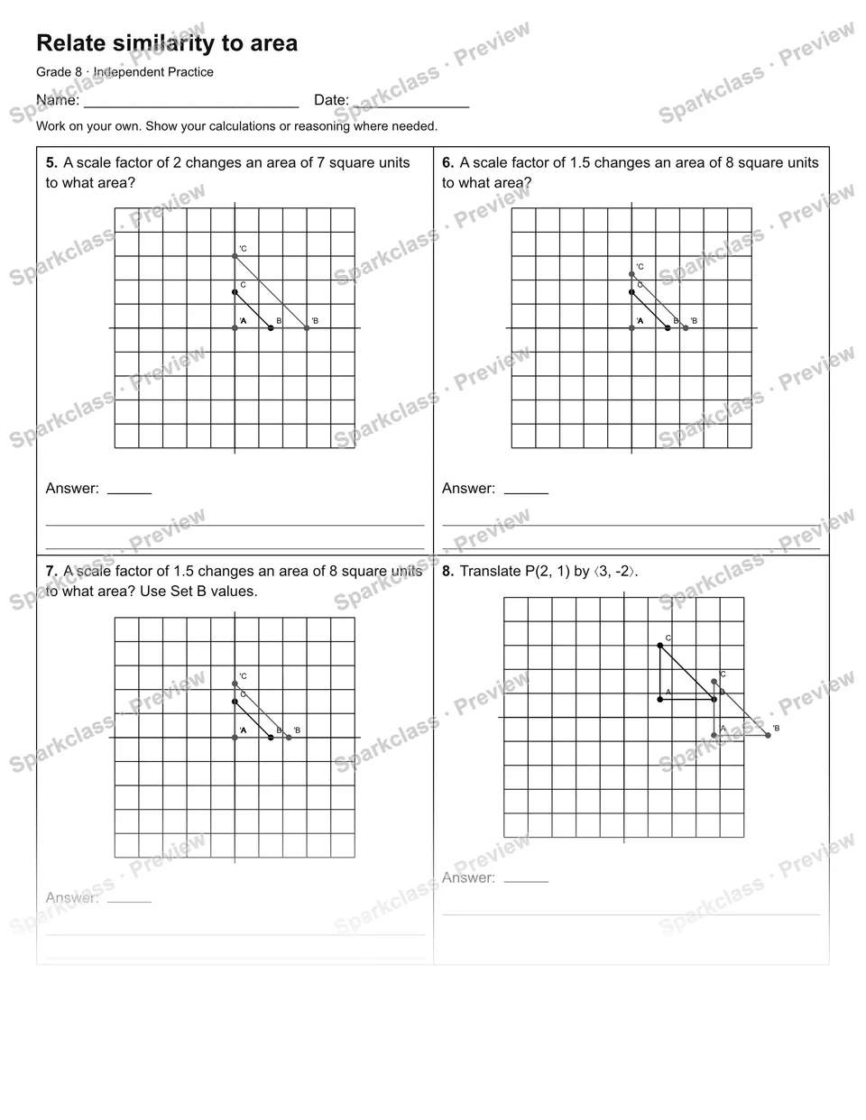 Relate similarity to area — Independent Practice — page 2