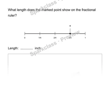 Read a fractional ruler — Grade 3 problem preview
