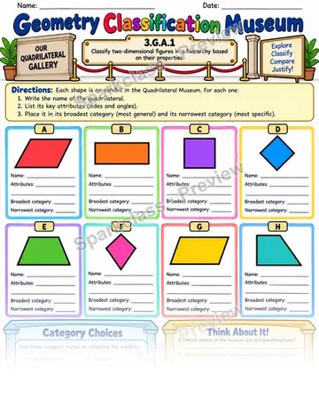 Geometry Classification Museum Generated — Grade 3 worksheet preview