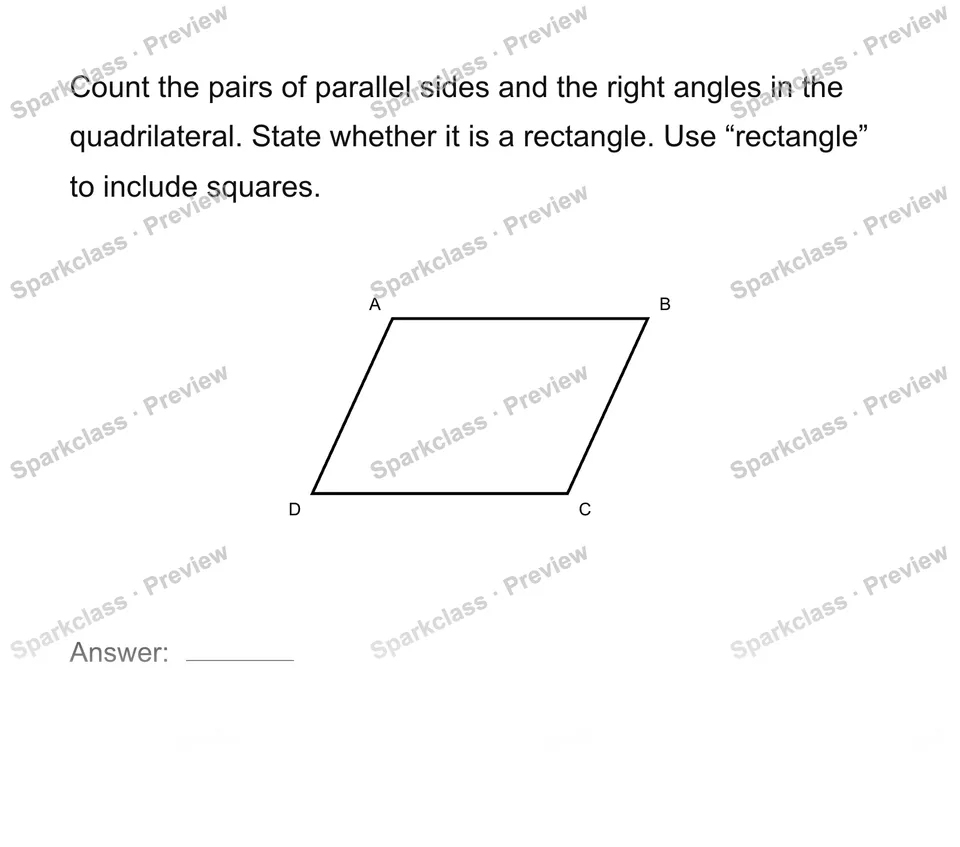 Classify quadrilaterals by properties — page 1