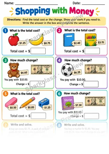 2.MD.C.8 · Money Homework — Grade 2 worksheet preview