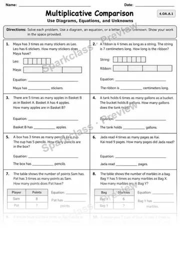 4.OA.A.1 · 1 Multiplicative Comparison Variant 03 — Grade 4 worksheet preview