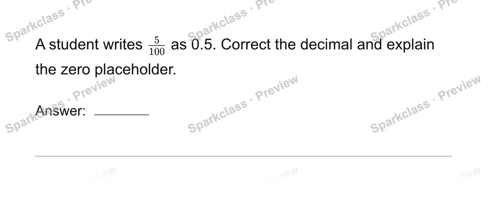 Write hundredths as decimals — page 1