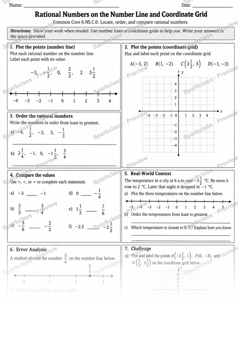 6.NS.C.6 · 6 Rational Number Grid Independent 3 — page 1