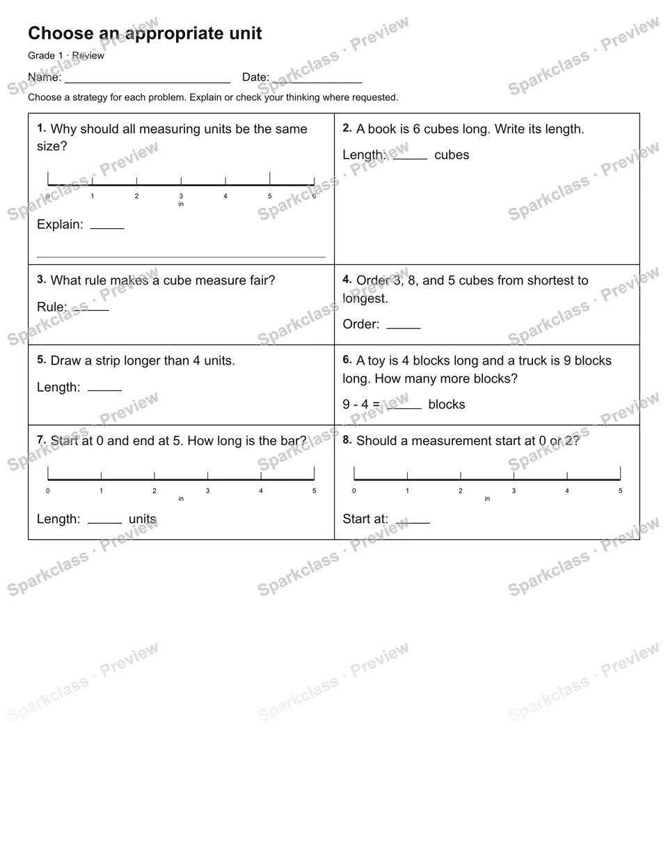 Choose an appropriate unit — Review — page 1