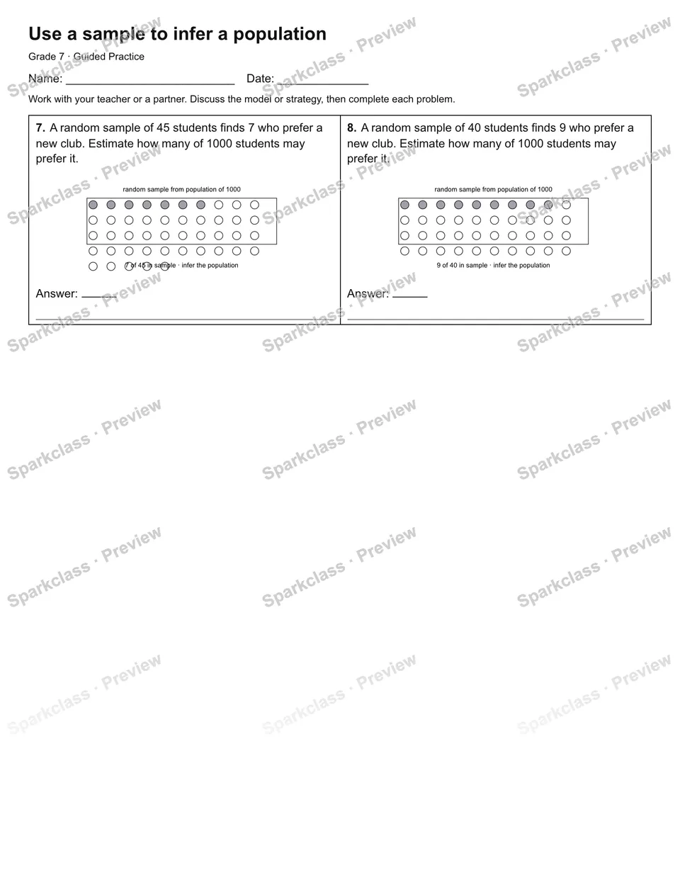 Use a sample to infer a population — Guided Practice — page 2