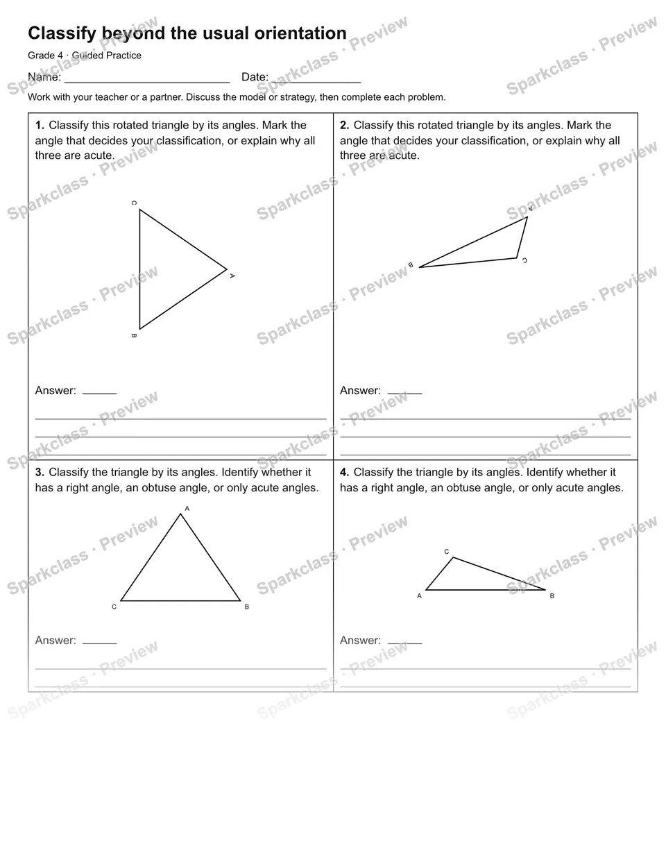Classify beyond the usual orientation — Guided Practice — page 1