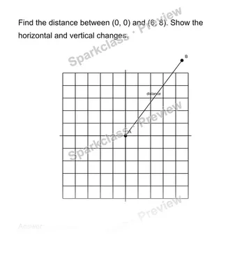 Find distance on a coordinate plane — Grade 8 problem preview