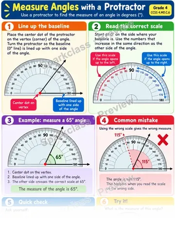 Knowledge Guide · Measure Angles with a Protractor — Grade 4 worksheet preview
