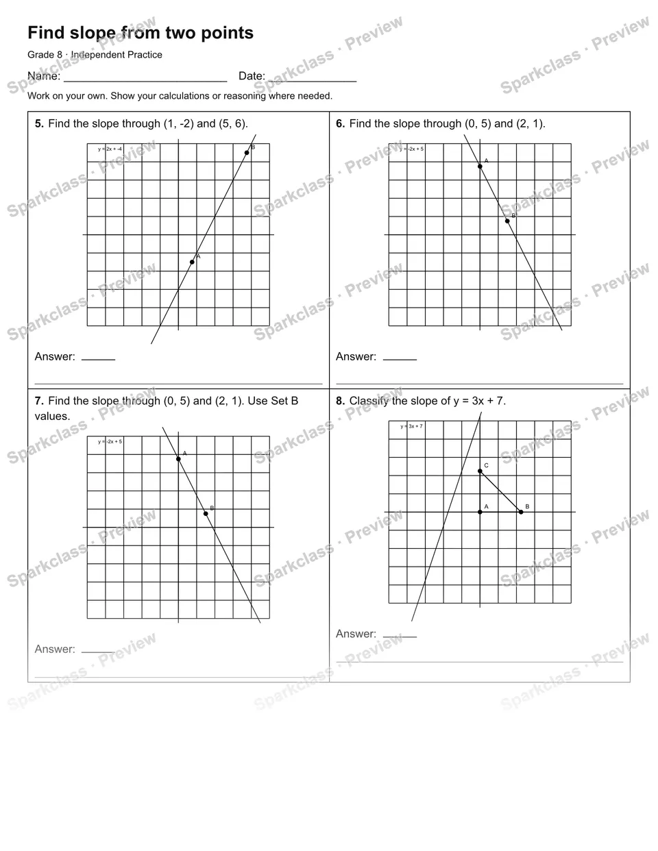 Find slope from two points — Independent Practice — page 2