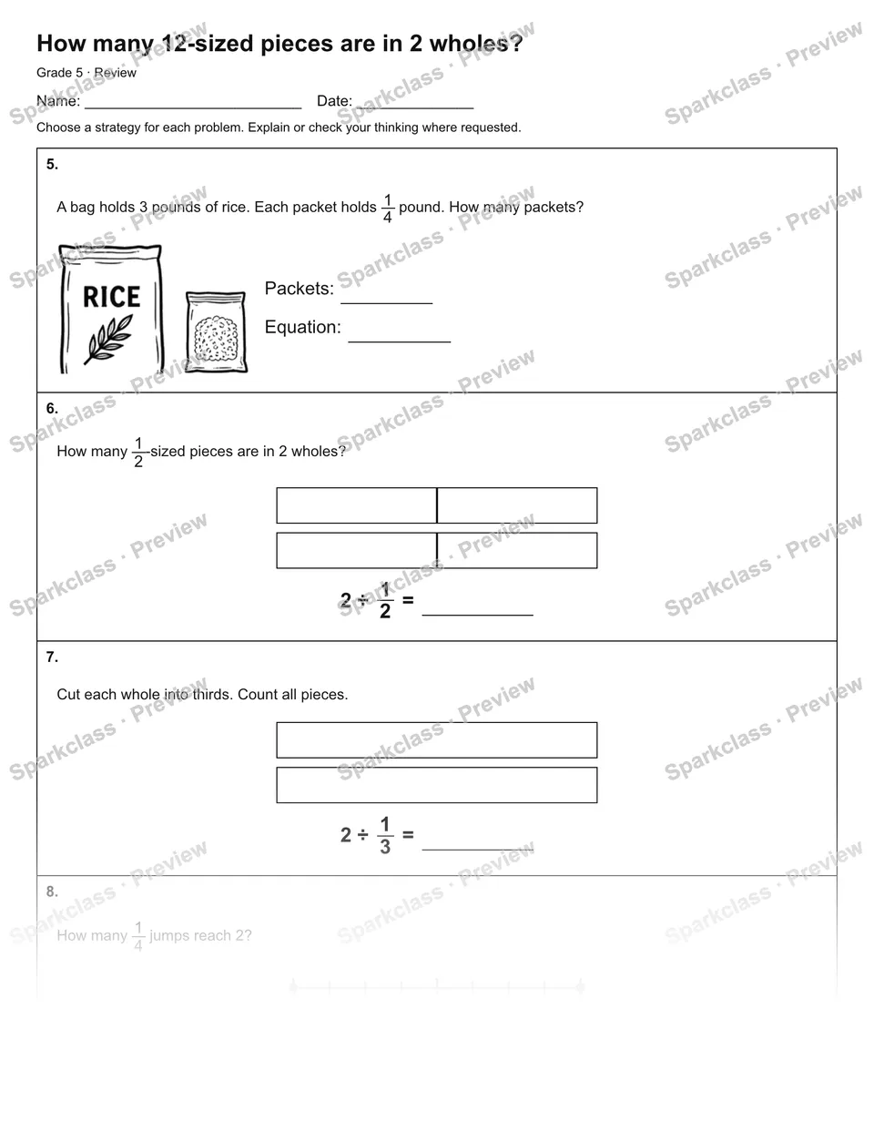 How many 12-sized pieces are in 2 wholes? — Review — page 2