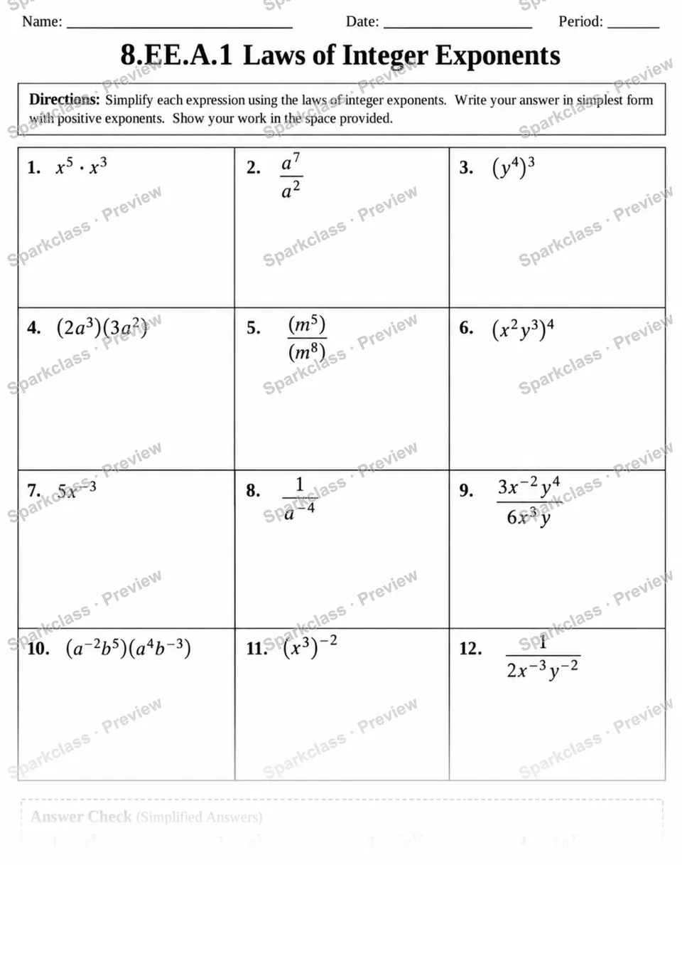 8.EE.A.1 · Integer Exponents — page 1