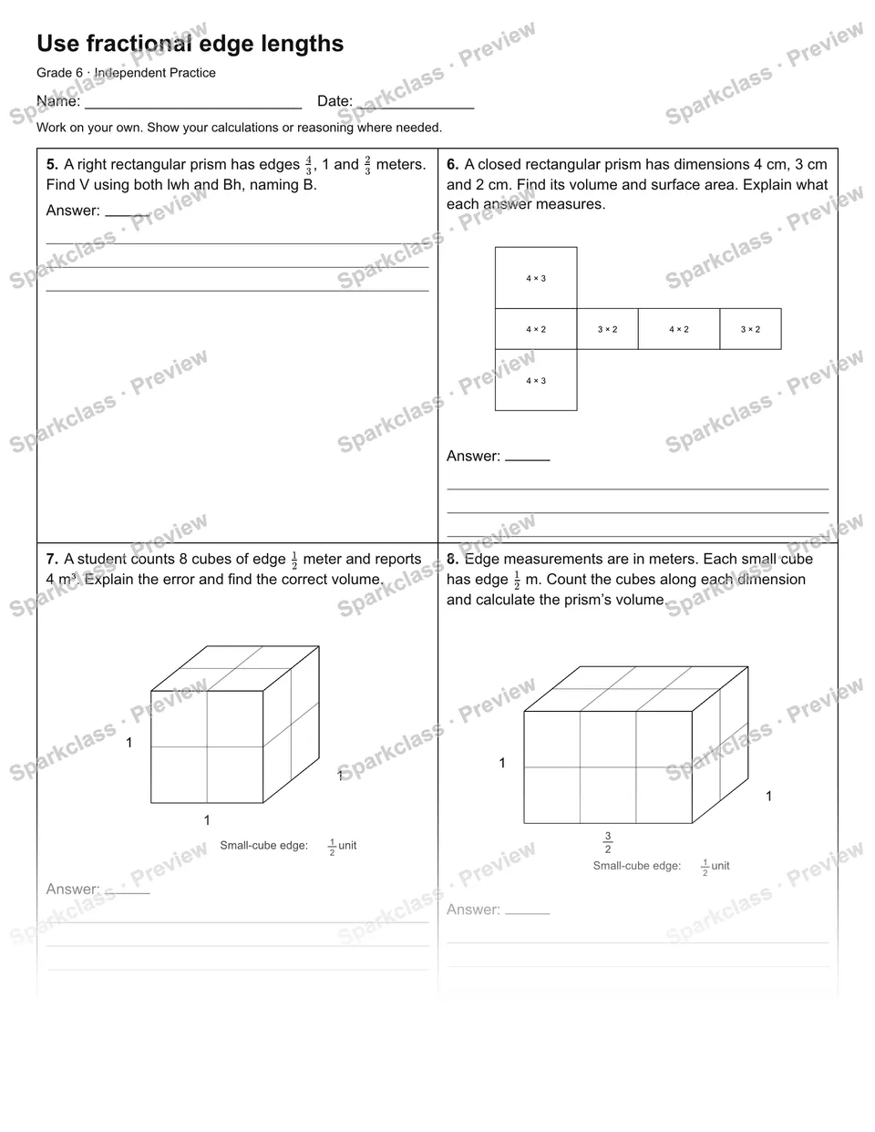 Use fractional edge lengths — Independent Practice — page 2