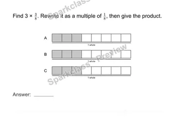 Multiply a fraction by a whole number — Grade 4 problem preview