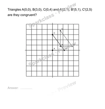 Use coordinates to test congruence — Grade 8 problem preview