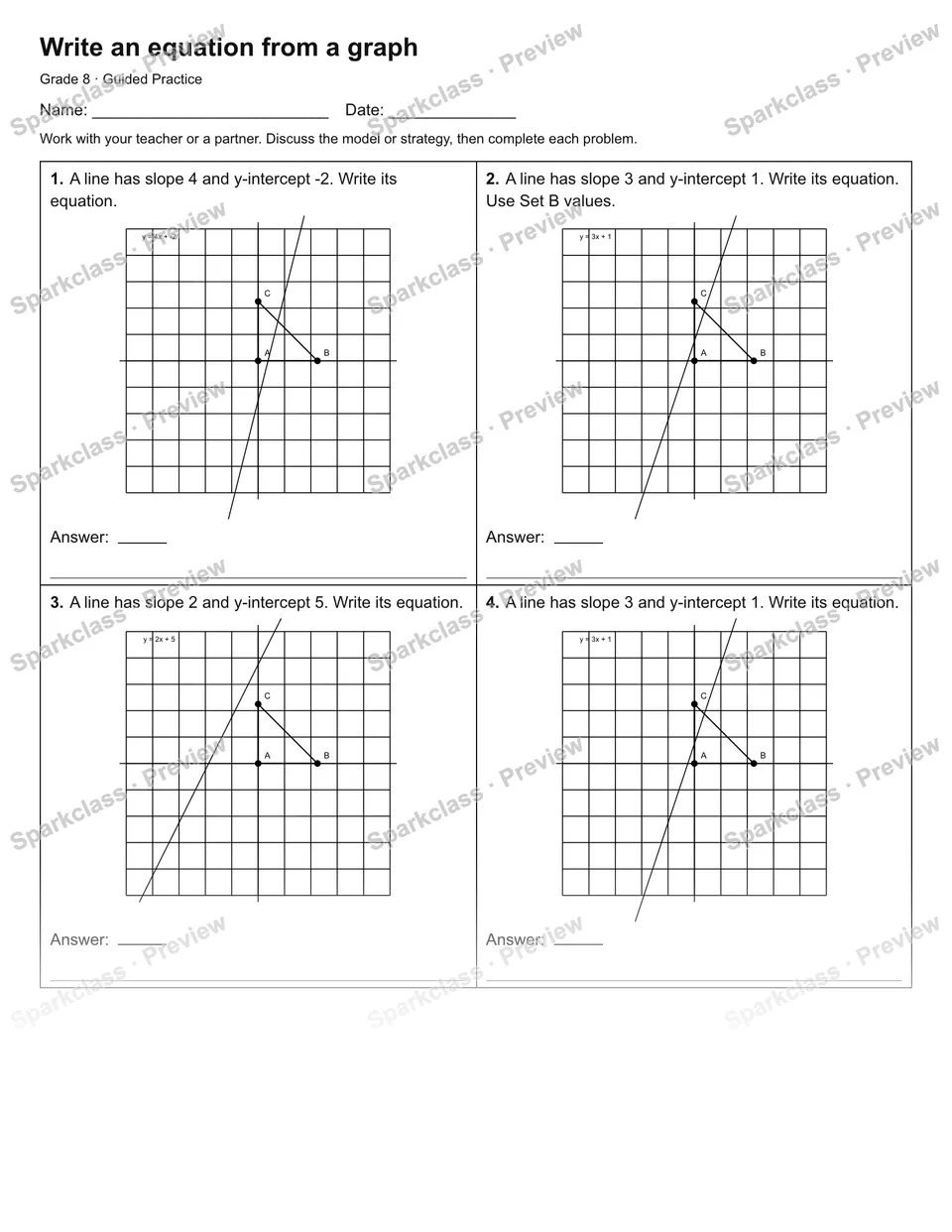 Write an equation from a graph — Guided Practice — page 1