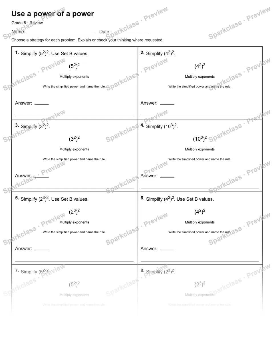 Use a power of a power — Review — page 1