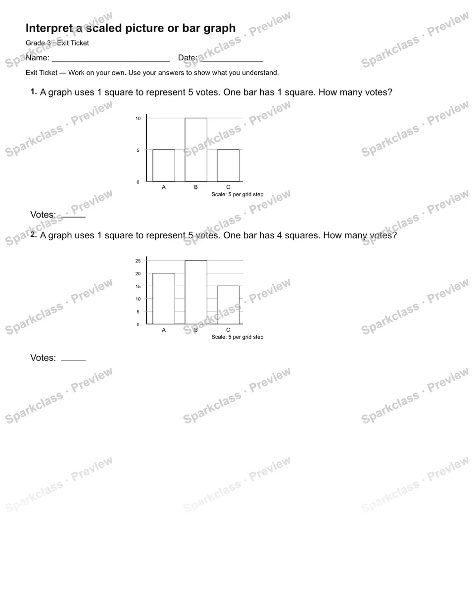 Interpret a scaled picture or bar graph — Exit Ticket — page 2