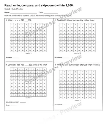 Read, write, compare, and skip-count within 1,000. — Guided Practice — Grade 2 worksheet preview